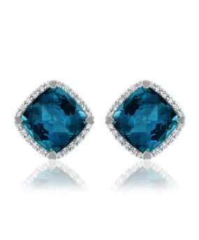 Lisa Nik London Blue Topaz Stud Earrings