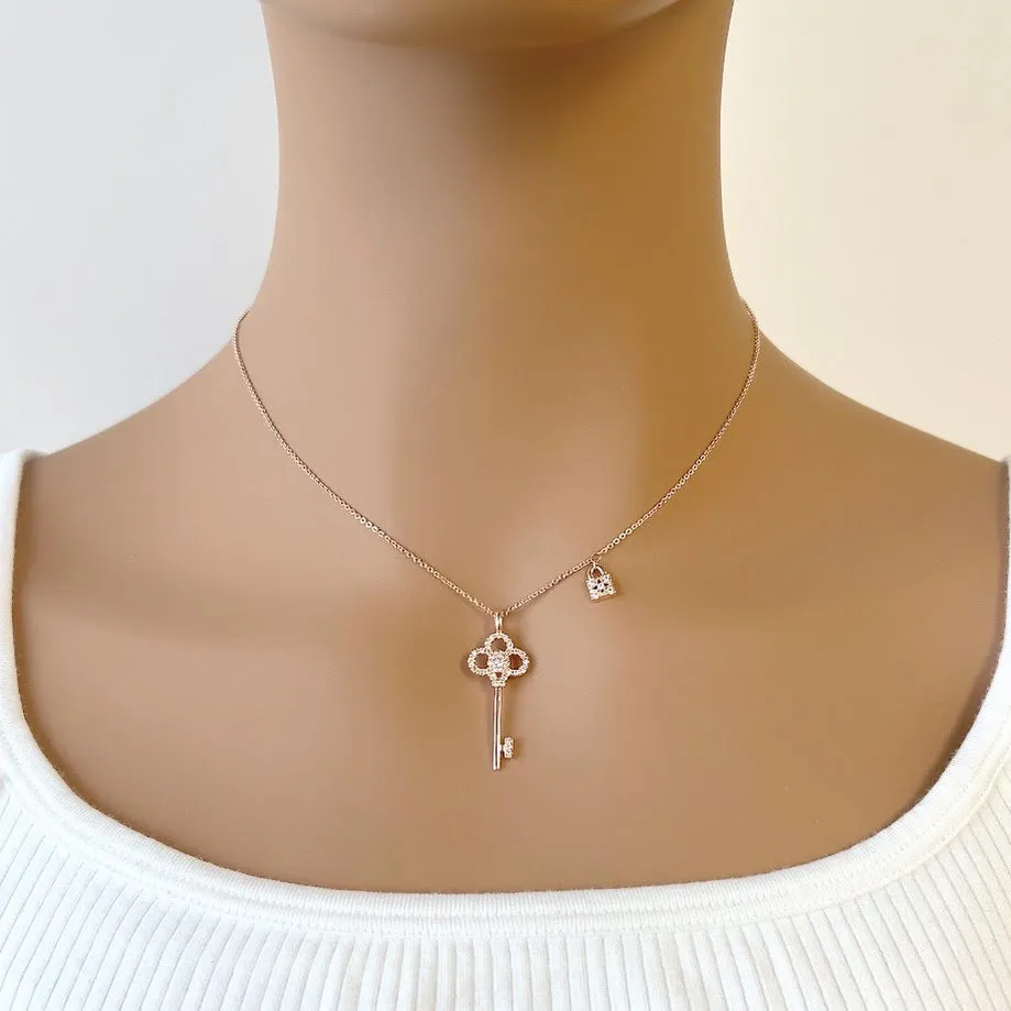 Lock & Key Cubic Zirconia Necklace