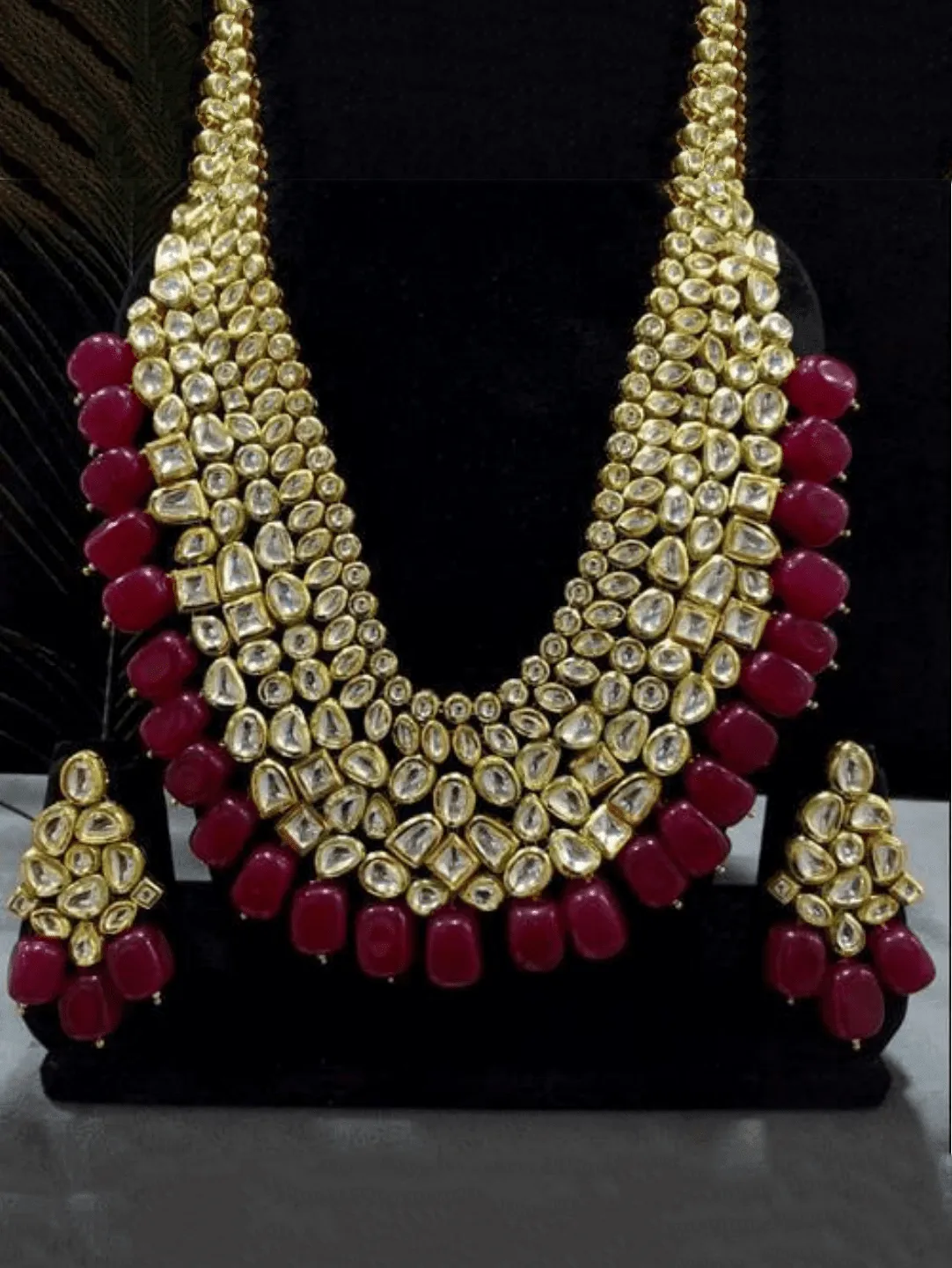 Long Multi Layered Abstract Kundan Necklace