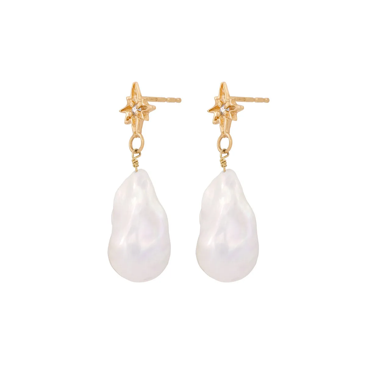 Lost Without You Diamond & Baroque Pearl Earrings - 14k Gold