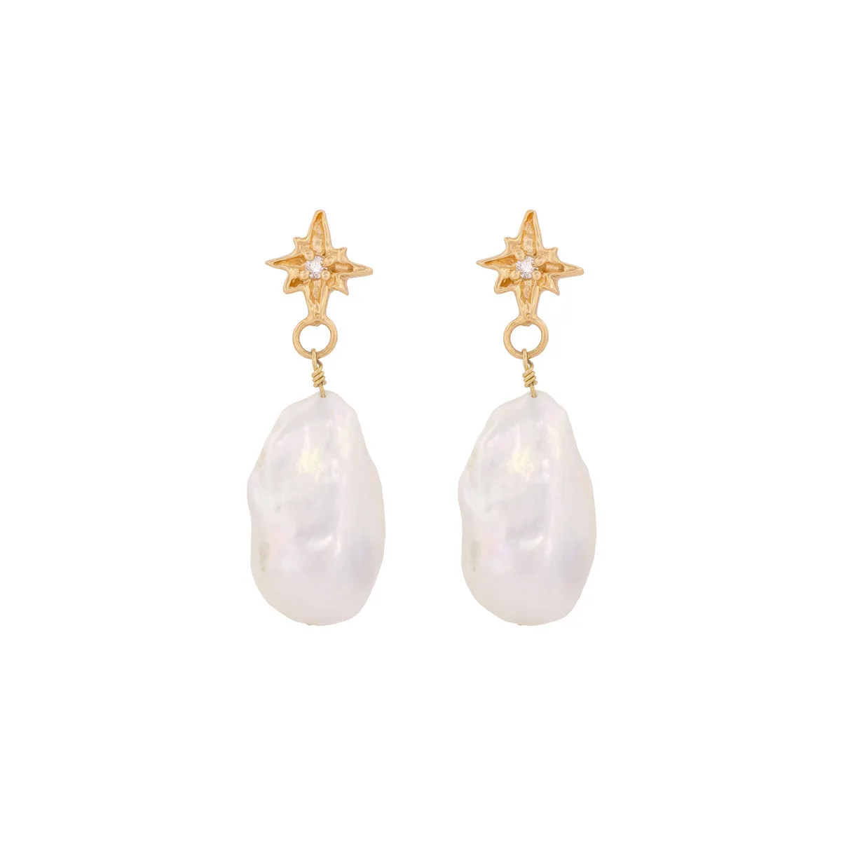 Lost Without You Diamond & Baroque Pearl Earrings - 14k Gold