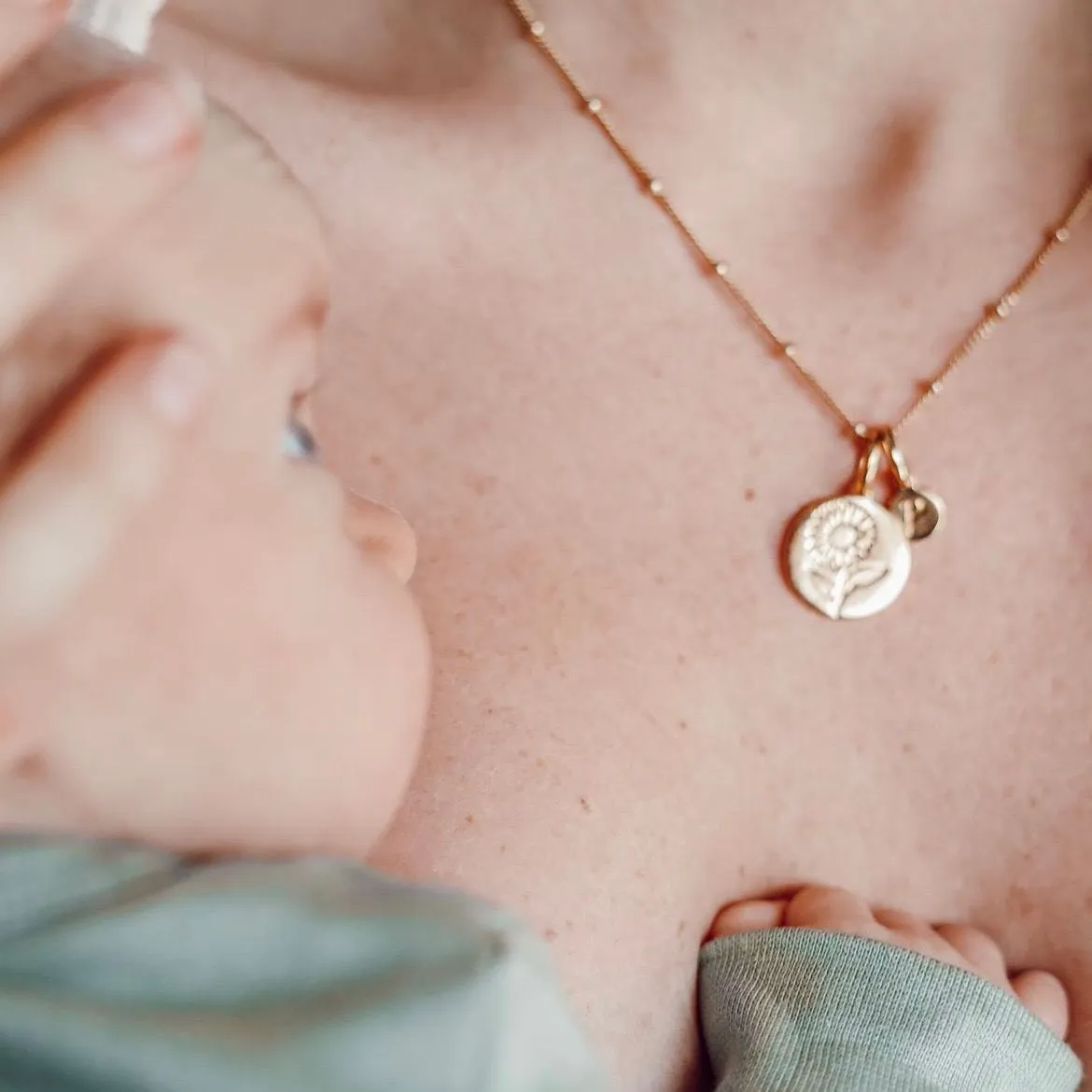 Lotus Necklace With Initial - July Flower