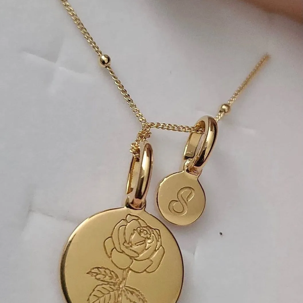 Lotus Necklace With Initial - July Flower