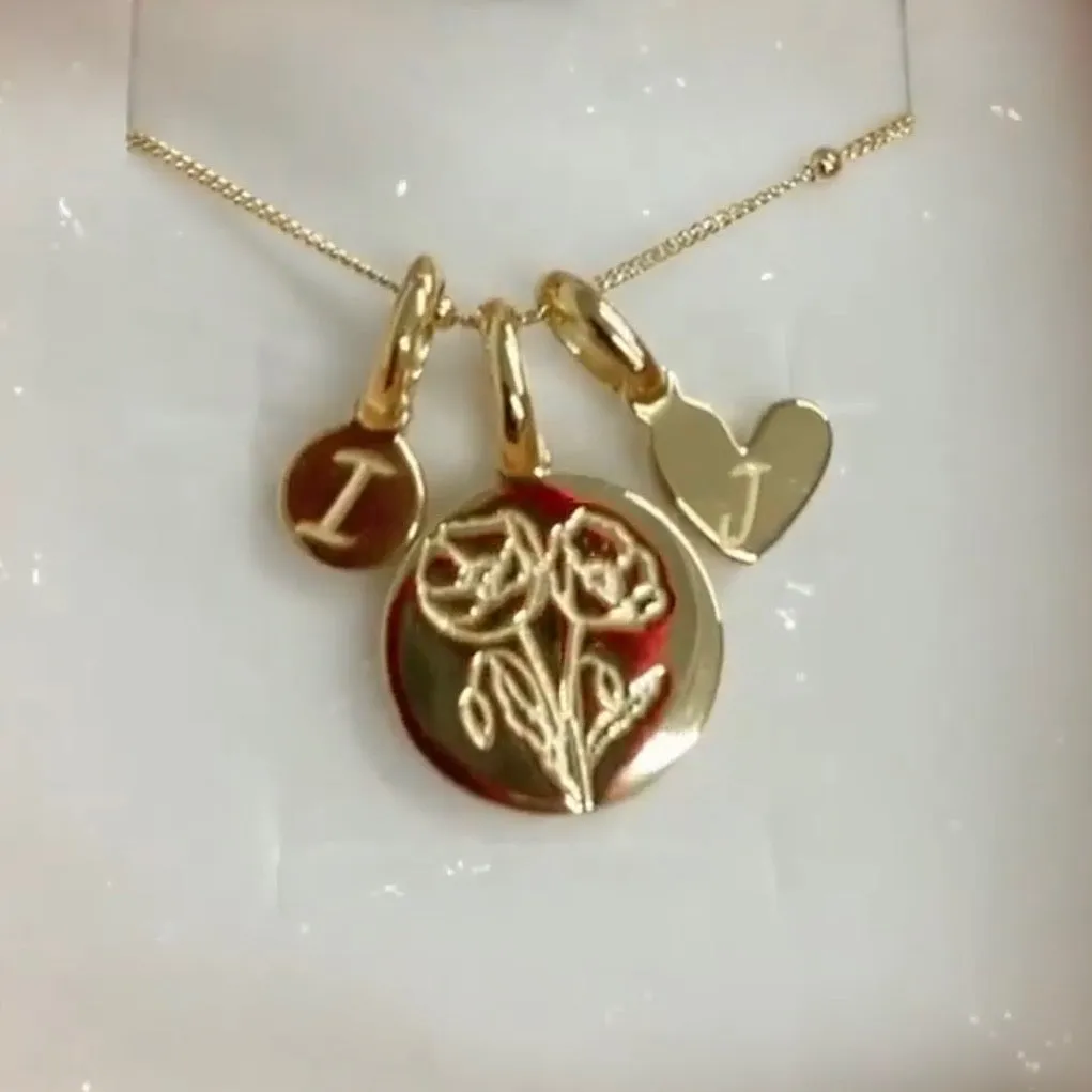 Lotus Necklace With Initial - July Flower