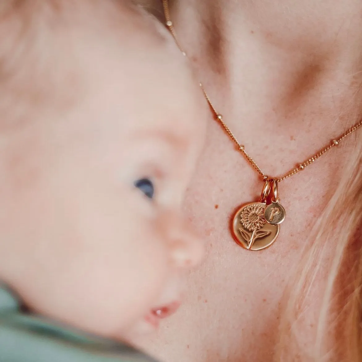 Lotus Necklace With Initial - July Flower