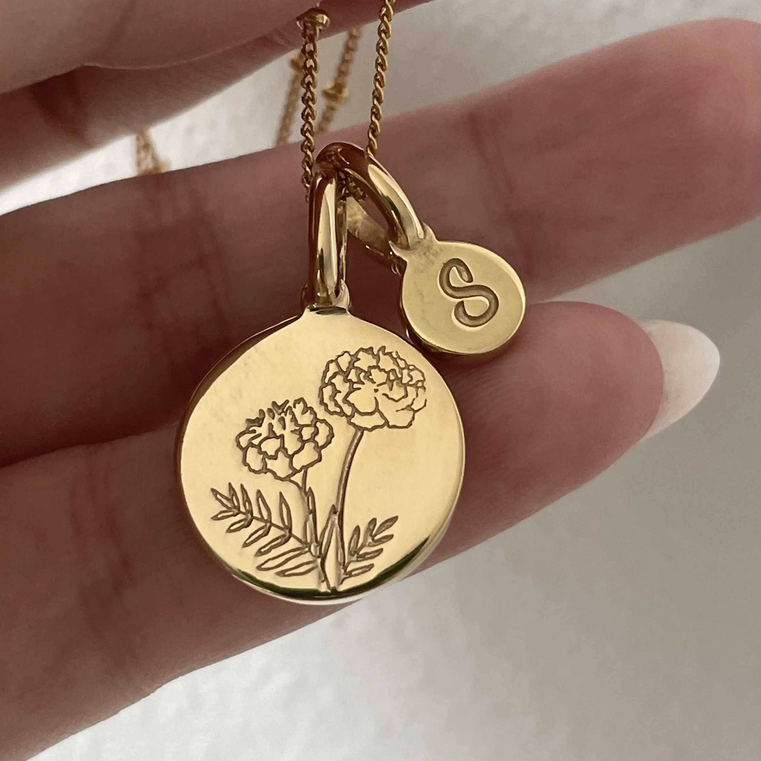 Lotus Necklace With Initial - July Flower