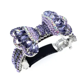 LUX Czech Rhinestone & Zircon Ponytail Barrette Bow Lilac