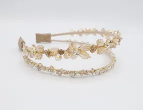 luxury rhinestone double strand jewel beaded hairband women hair accessory