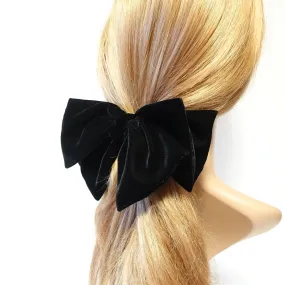 Luxury silk velvet layered bow French barrette Black hair bow for women