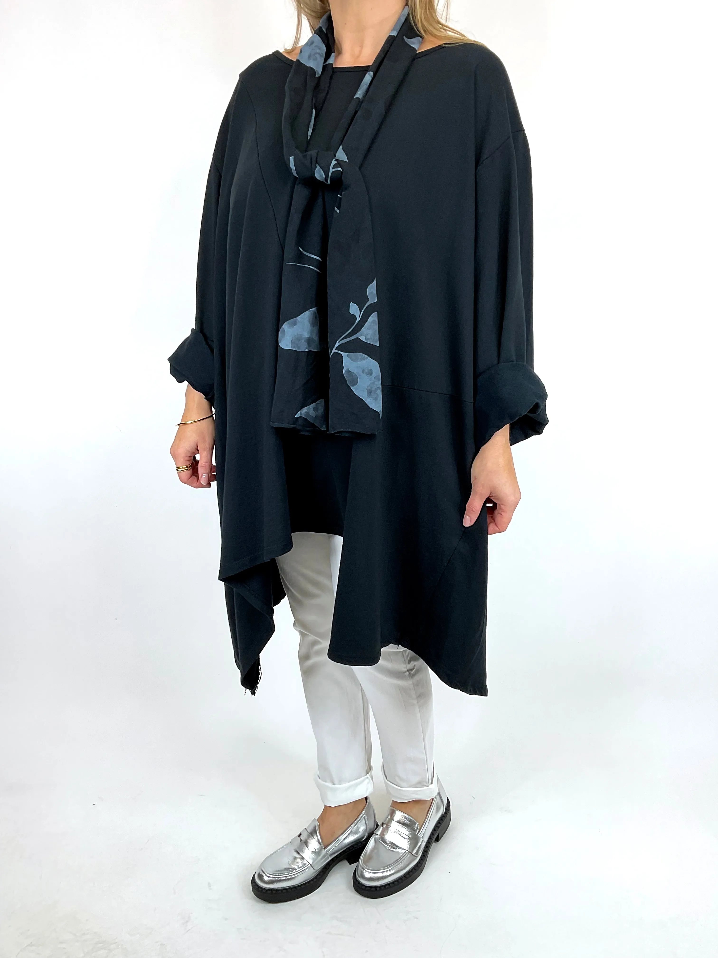 Made in Italy Lagenlook Cleo Scarf Top in Black. code 57656