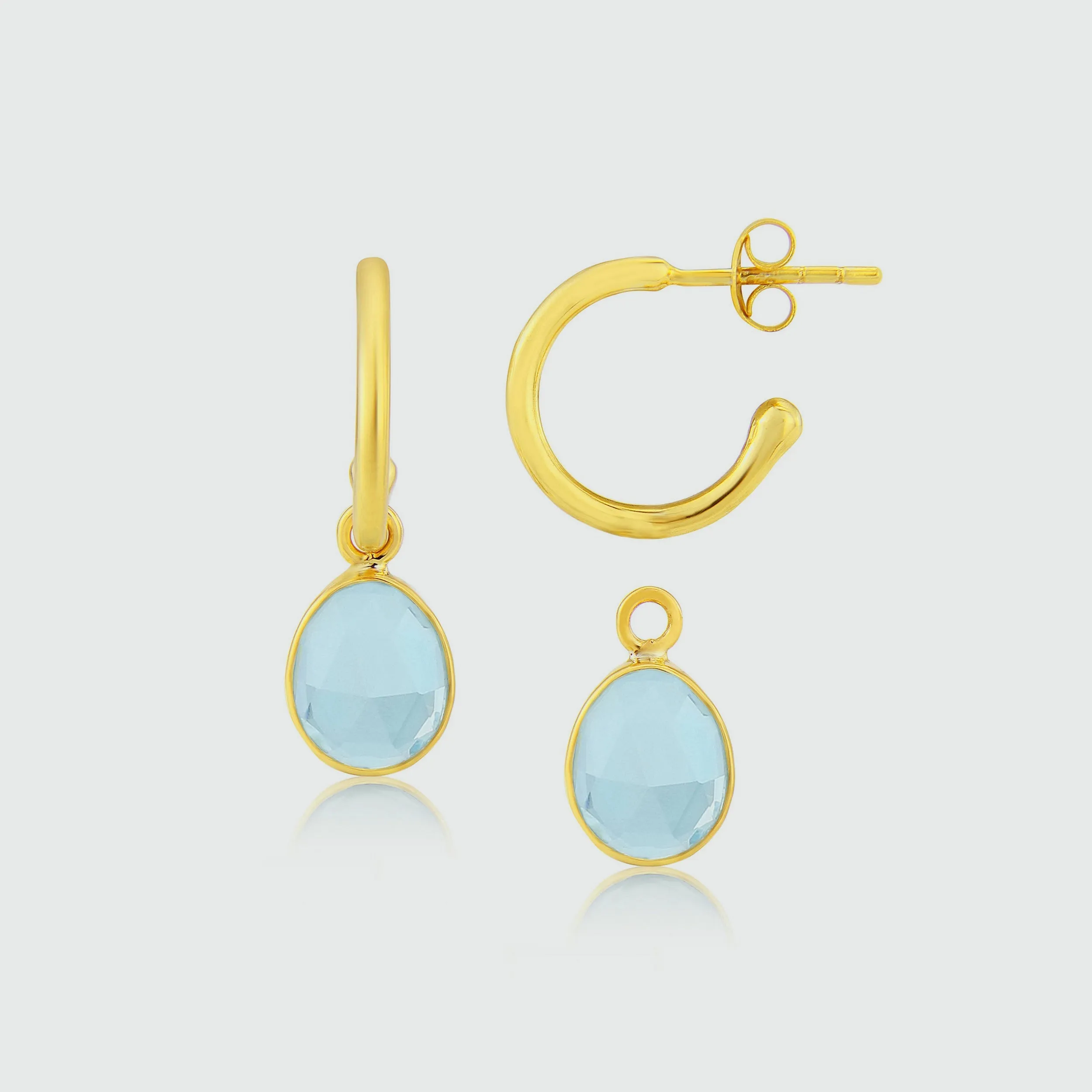 Manhattan Gold & Blue Topaz Interchangeable Gemstone Earrings