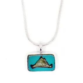 Martha's Vineyard Summer Sterling Silver Pendant Necklace with Turquoise Glass Tile