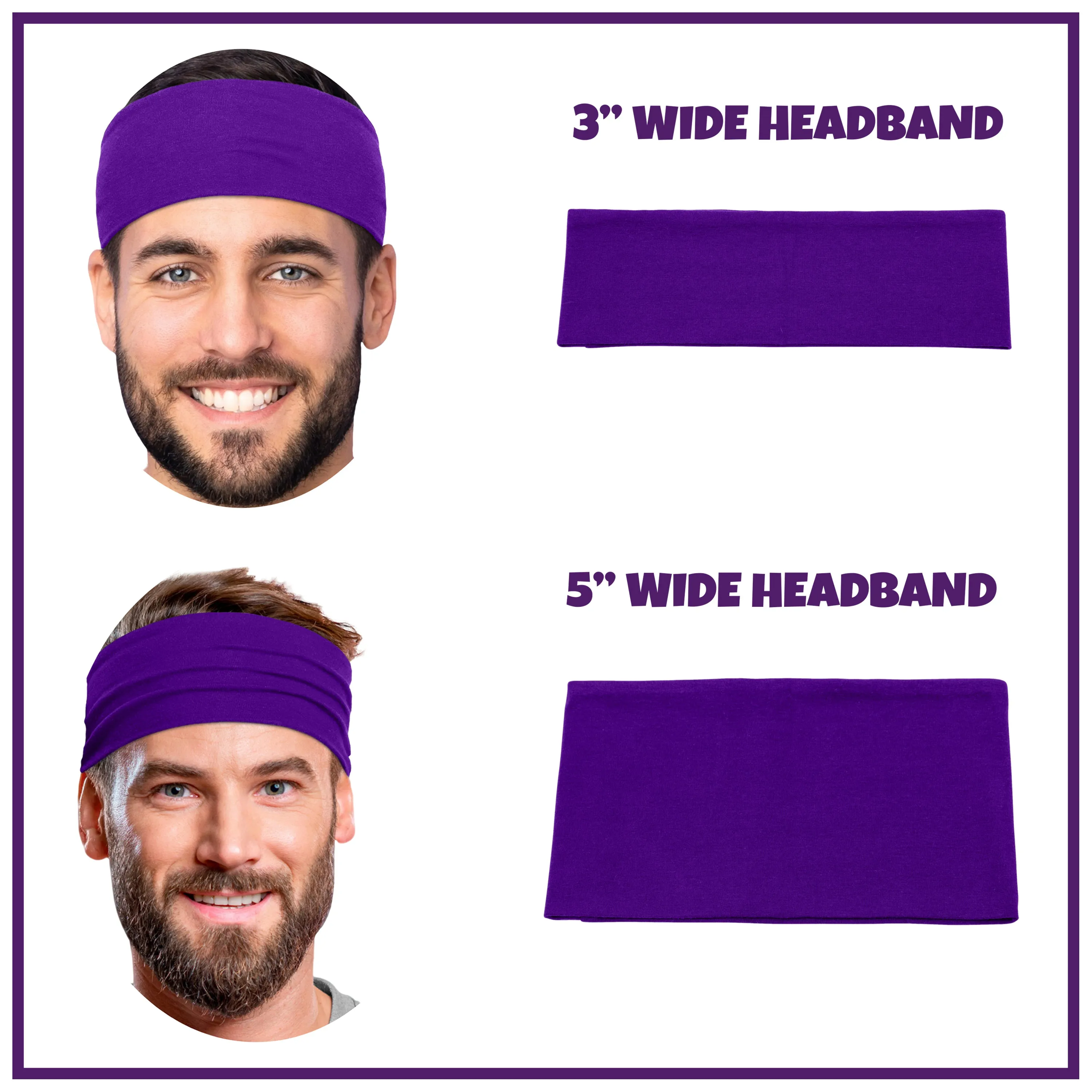 Men's Headbands Cotton Jersey 3" Wide Sports Fitness Yoga Made in the USA Magenta