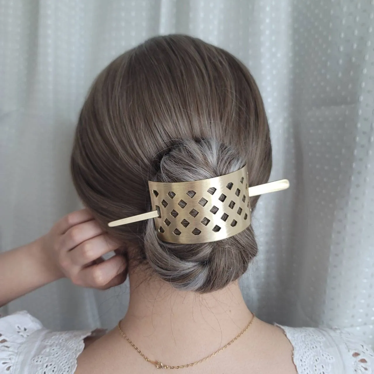 metal hair barrette with stick hair slide for women