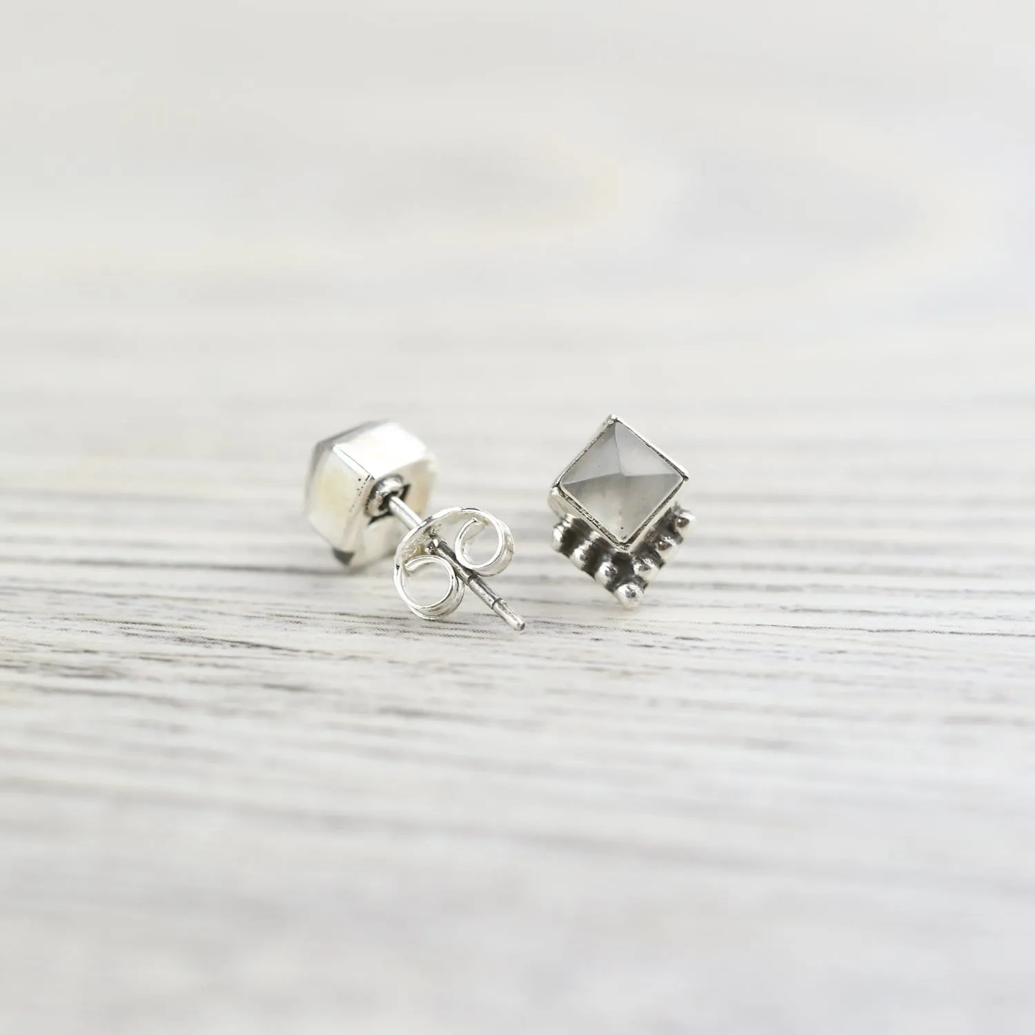 Midnight Moonstone Studs