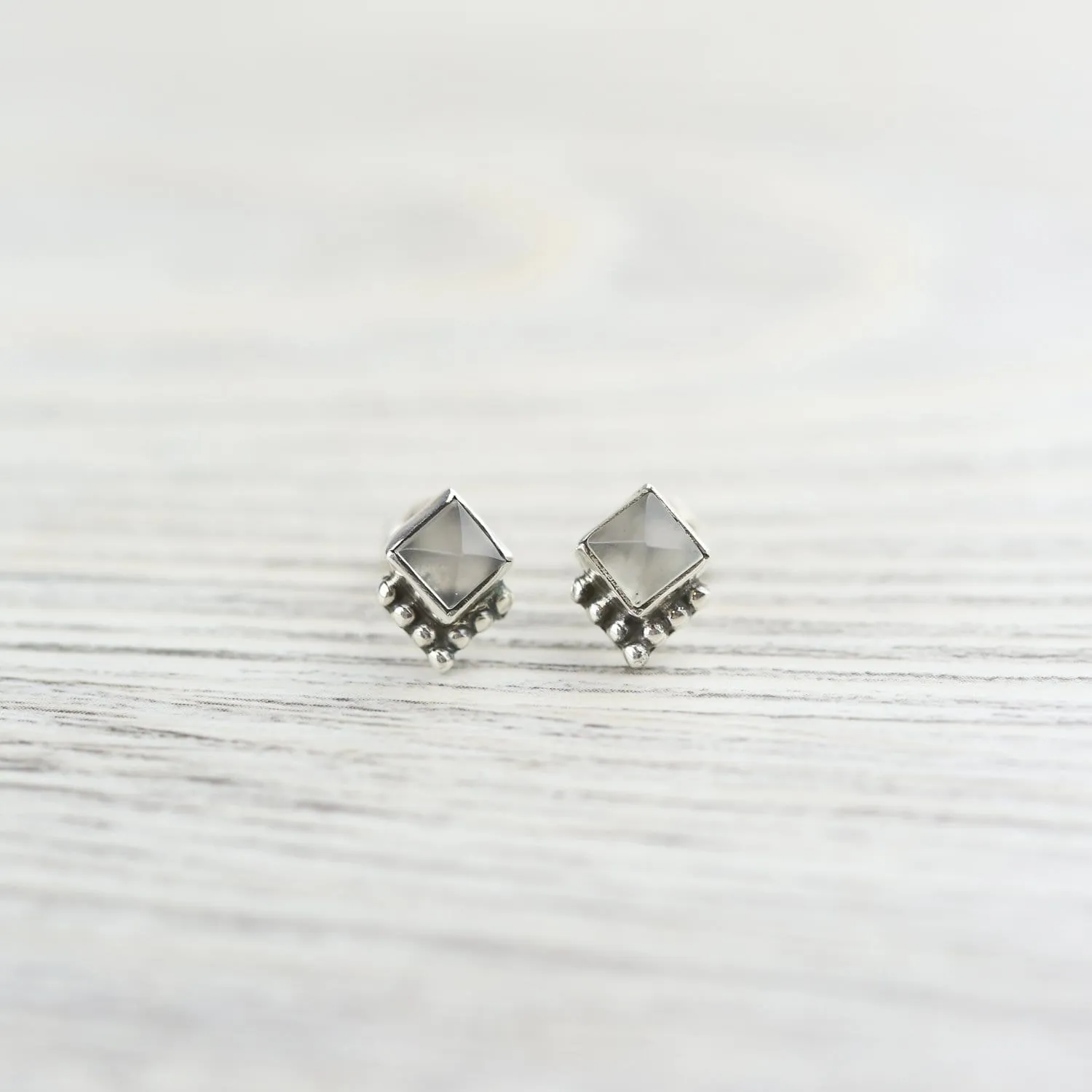 Midnight Moonstone Studs