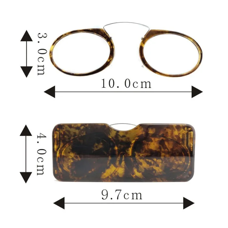 Mini Clip Nose Style Presbyopic Glasses without Temples, Positive Diopters: 1.00(Black)