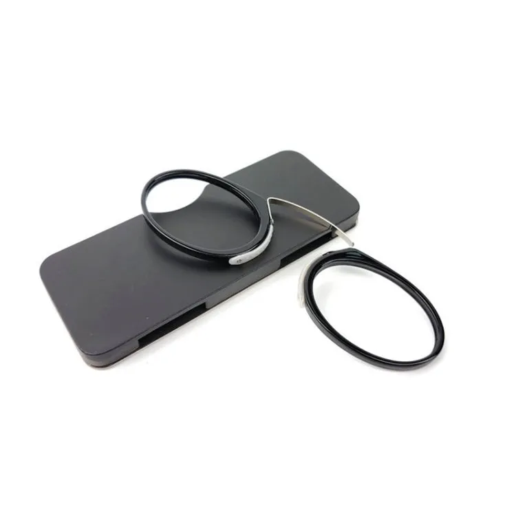 Mini Clip Nose Style Presbyopic Glasses without Temples, Positive Diopters: 1.00(Black)