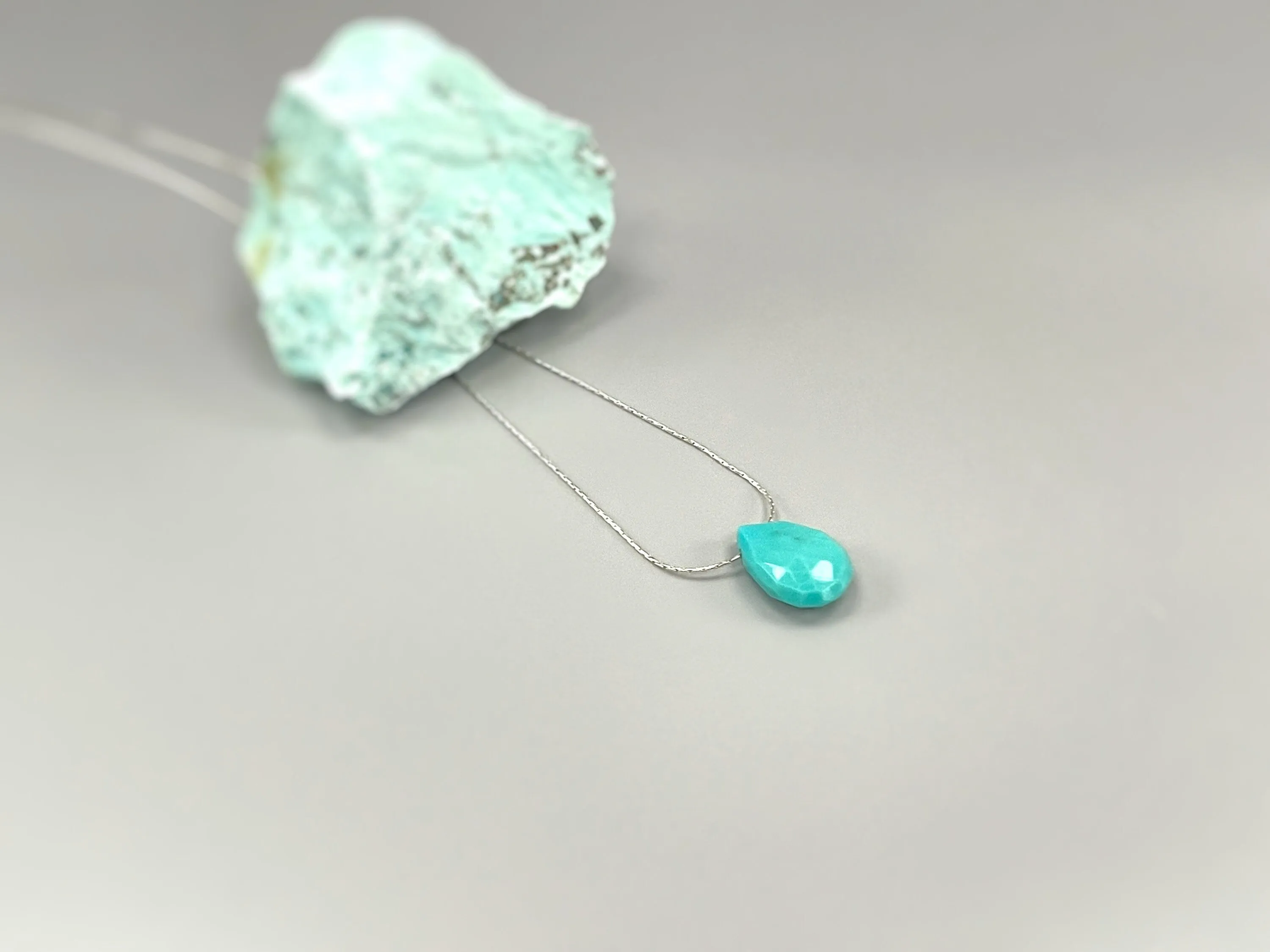 Minimalist Dainty Turquoise Necklace Sterling Silver Choker