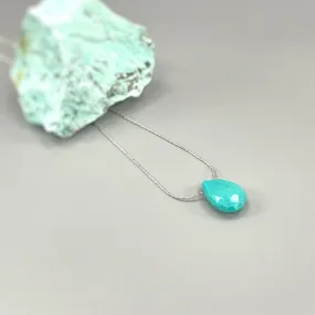 Minimalist Dainty Turquoise Necklace Sterling Silver Choker