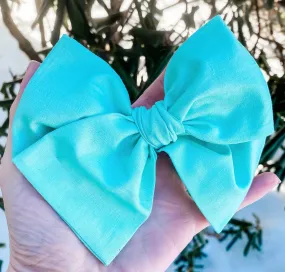 Mint Fabric Hand Tied Bow Headband | Hair Clip