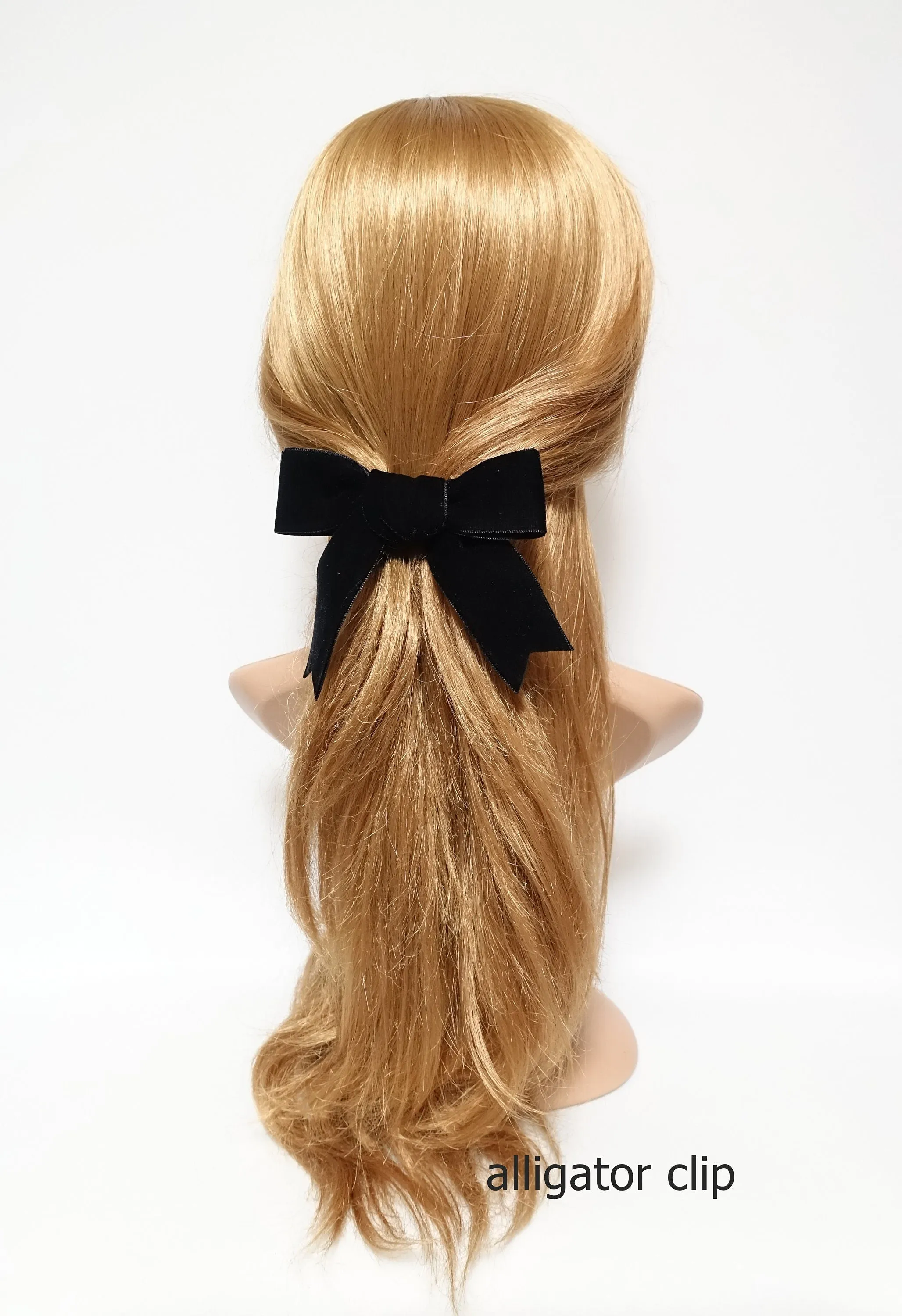 moderate black velvet tail bow french barrette 2 prong hair clip basic hair clip for women