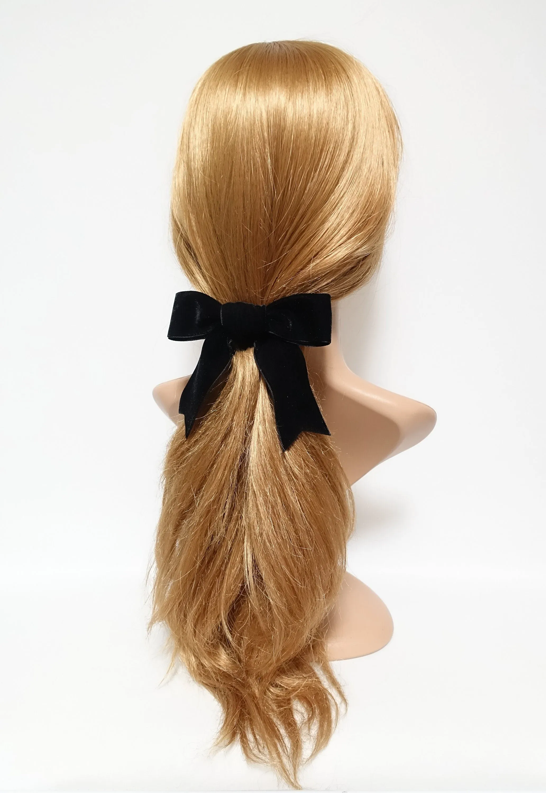 moderate black velvet tail bow french barrette 2 prong hair clip basic hair clip for women