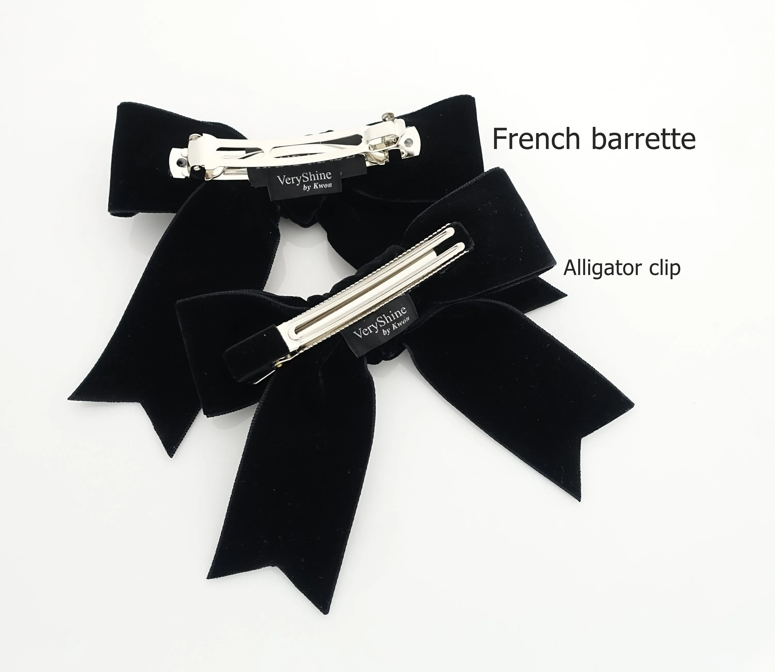 moderate black velvet tail bow french barrette 2 prong hair clip basic hair clip for women