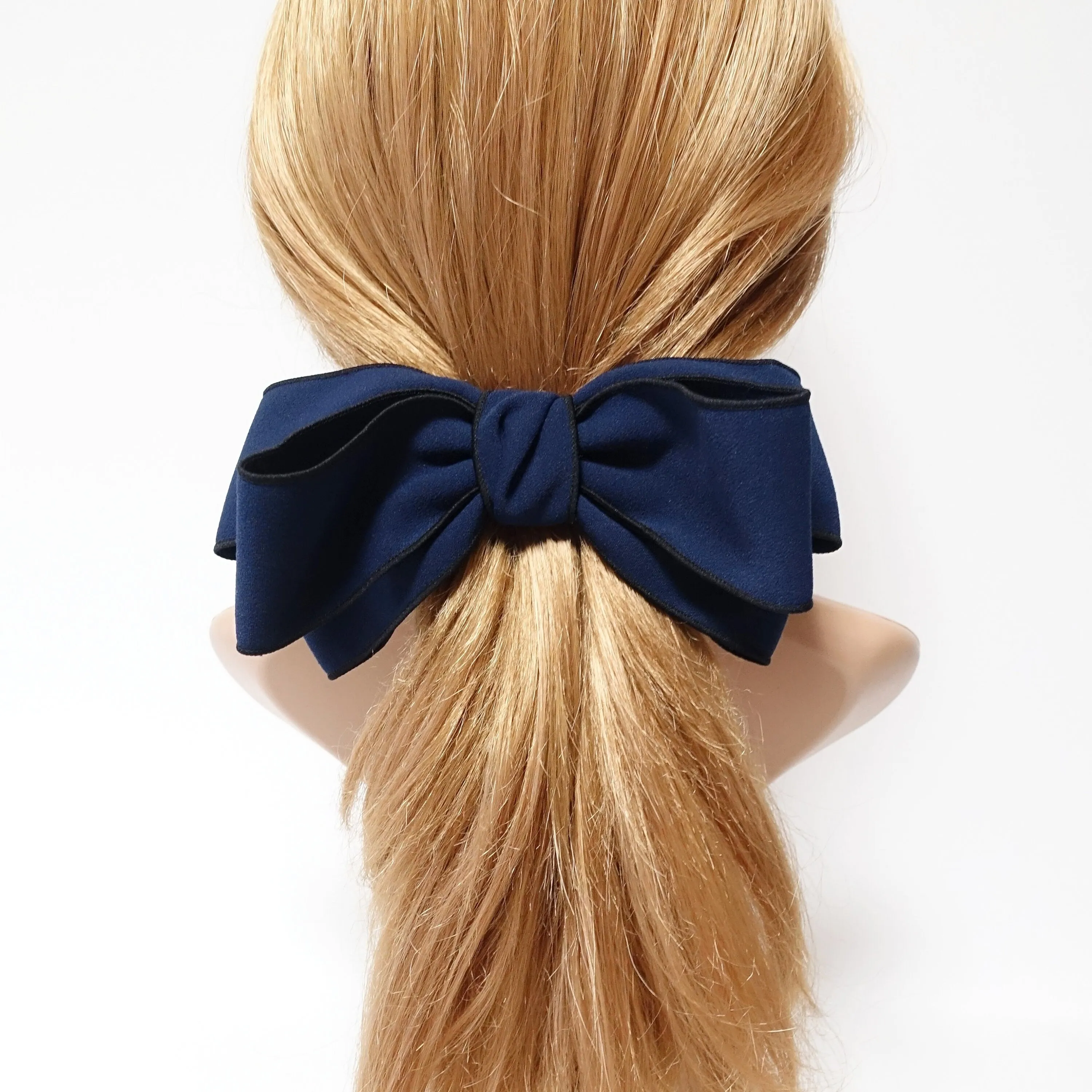 multi layer bow barrette interlocked trim hair bow for women