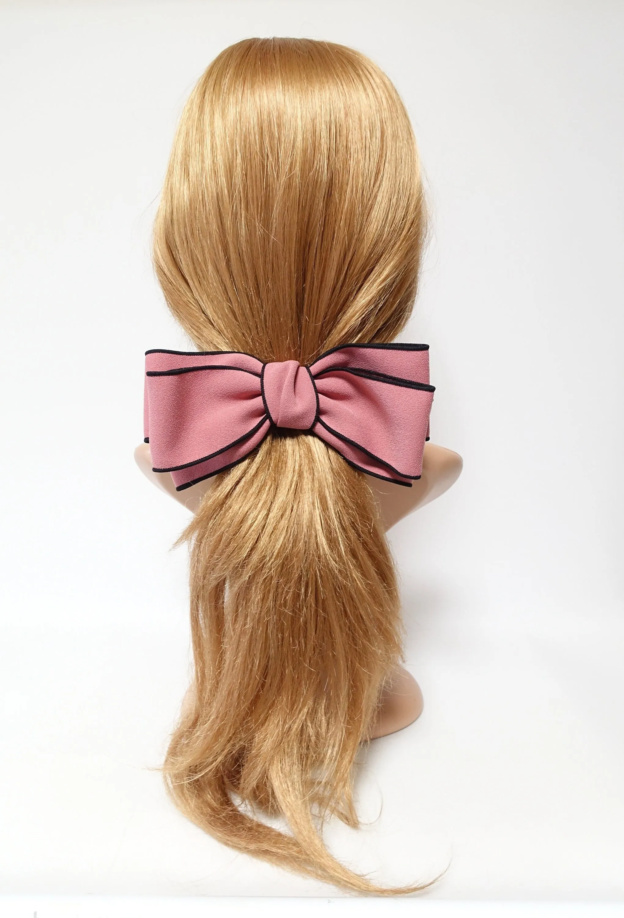 multi layer bow barrette interlocked trim hair bow for women