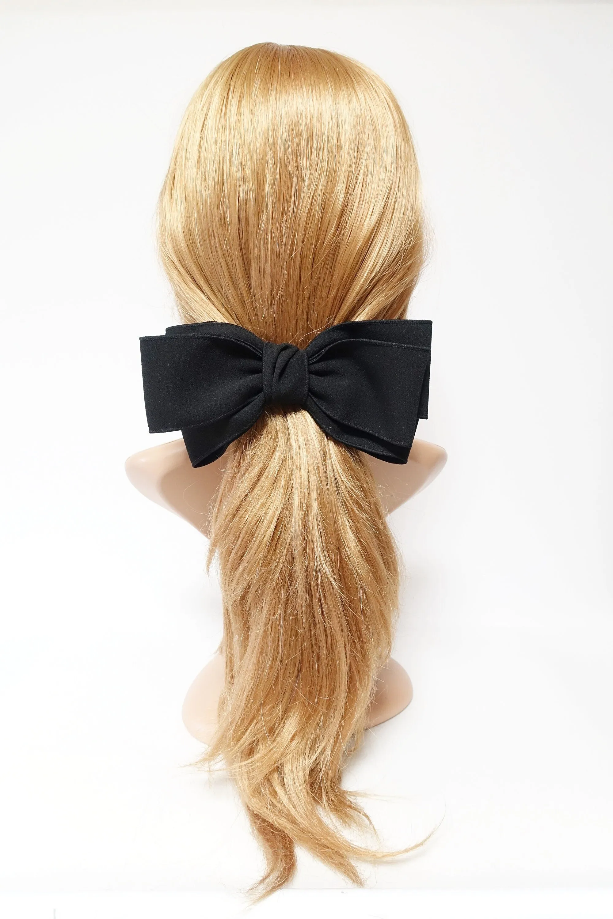 multi layer bow barrette interlocked trim hair bow for women