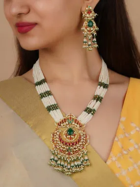 Multicolor Gold Plated Jadau Kundan Necklace Set - MS2273M