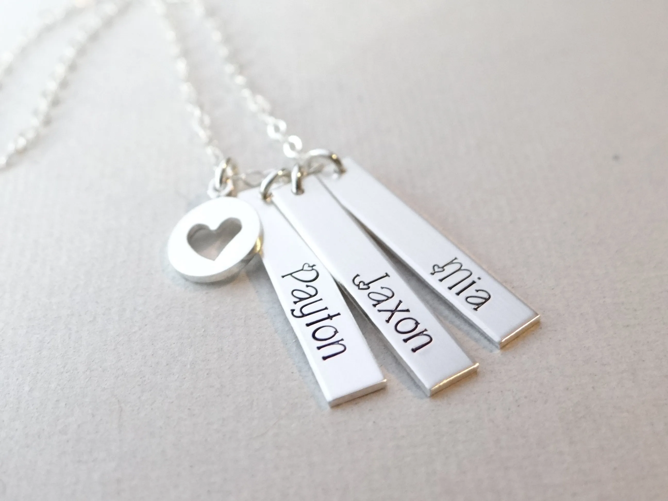 My Whole Heart Vertical Bar Charm Necklace