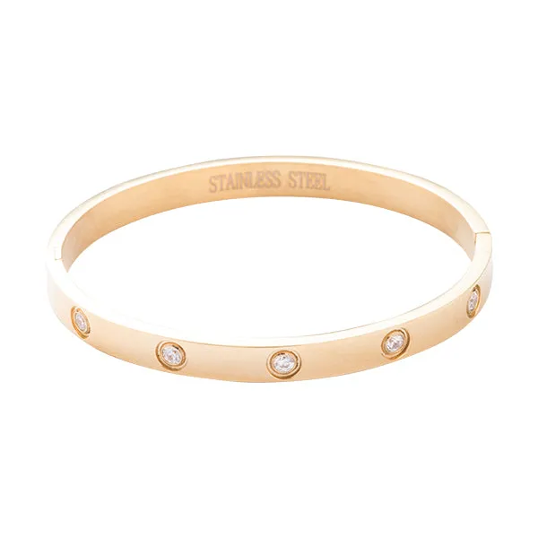 Nadia Gold and Crystal Stud Bangle Bracelet