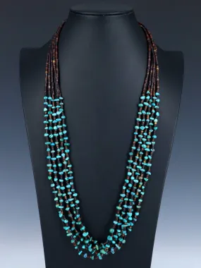 Native American Jewelry Shell Heishi and Turquoise Necklace