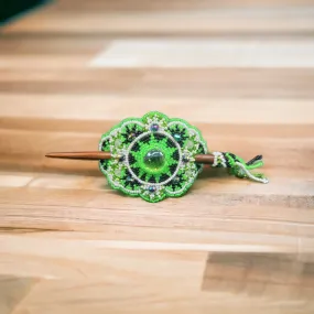 Native American Style  Barrette Green and Black accent