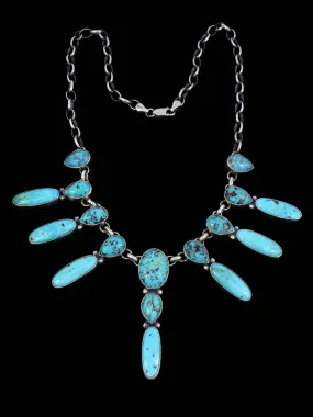 Native American Turquoise Sterling Silver Necklace and Earring Set