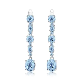 Natural Topaz String French Buckle Silver Drop Earrings for Women