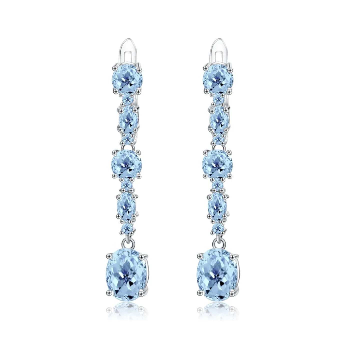 Natural Topaz String French Buckle Silver Drop Earrings for Women