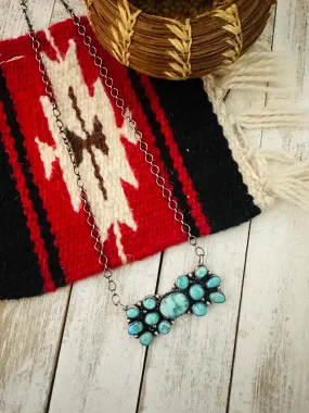 Navajo Sterling Silver & Carico Lake Turquoise Necklace