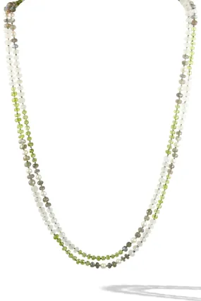 Necklace - Beaded Peridot, Moonstone, Labradorite, Pearl 54"