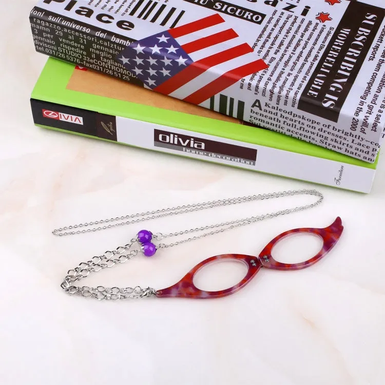 Necklace Pendant Handheld Folding Reading Glasses   1.50D Rndom Color Delivery