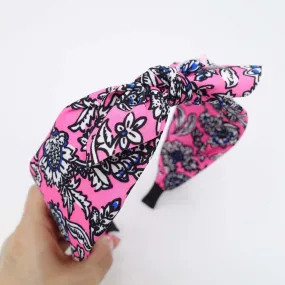 neon bow knot headband floral print hairband Summer headband for women