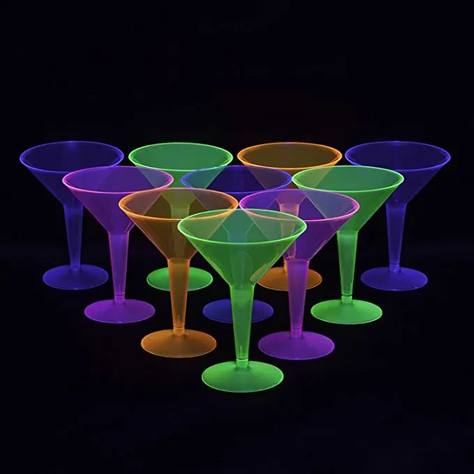 Neon Plastic Martini Glasses 8oz. | 12ct