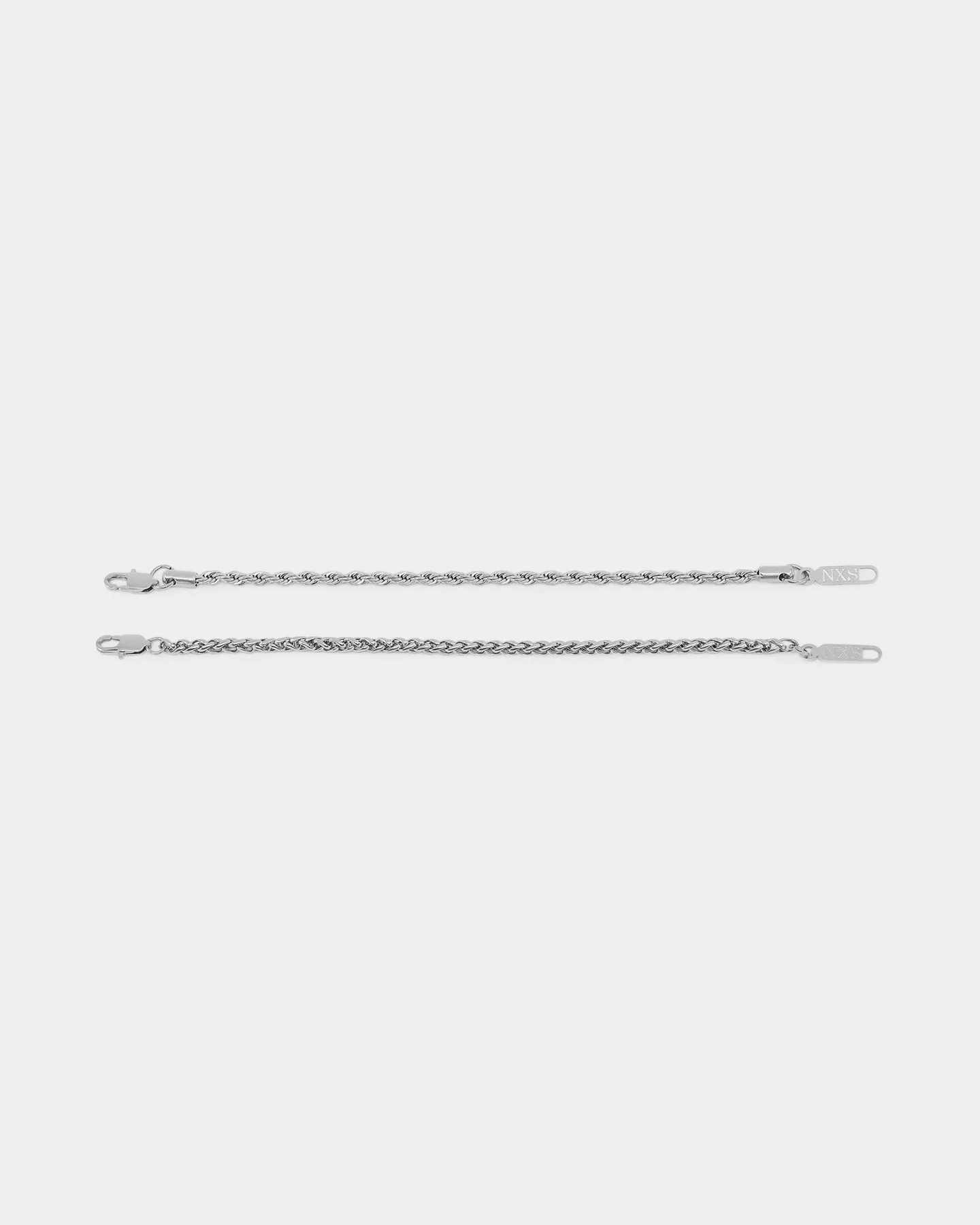 NXS Wheat Rope Bracelet Set White Gold