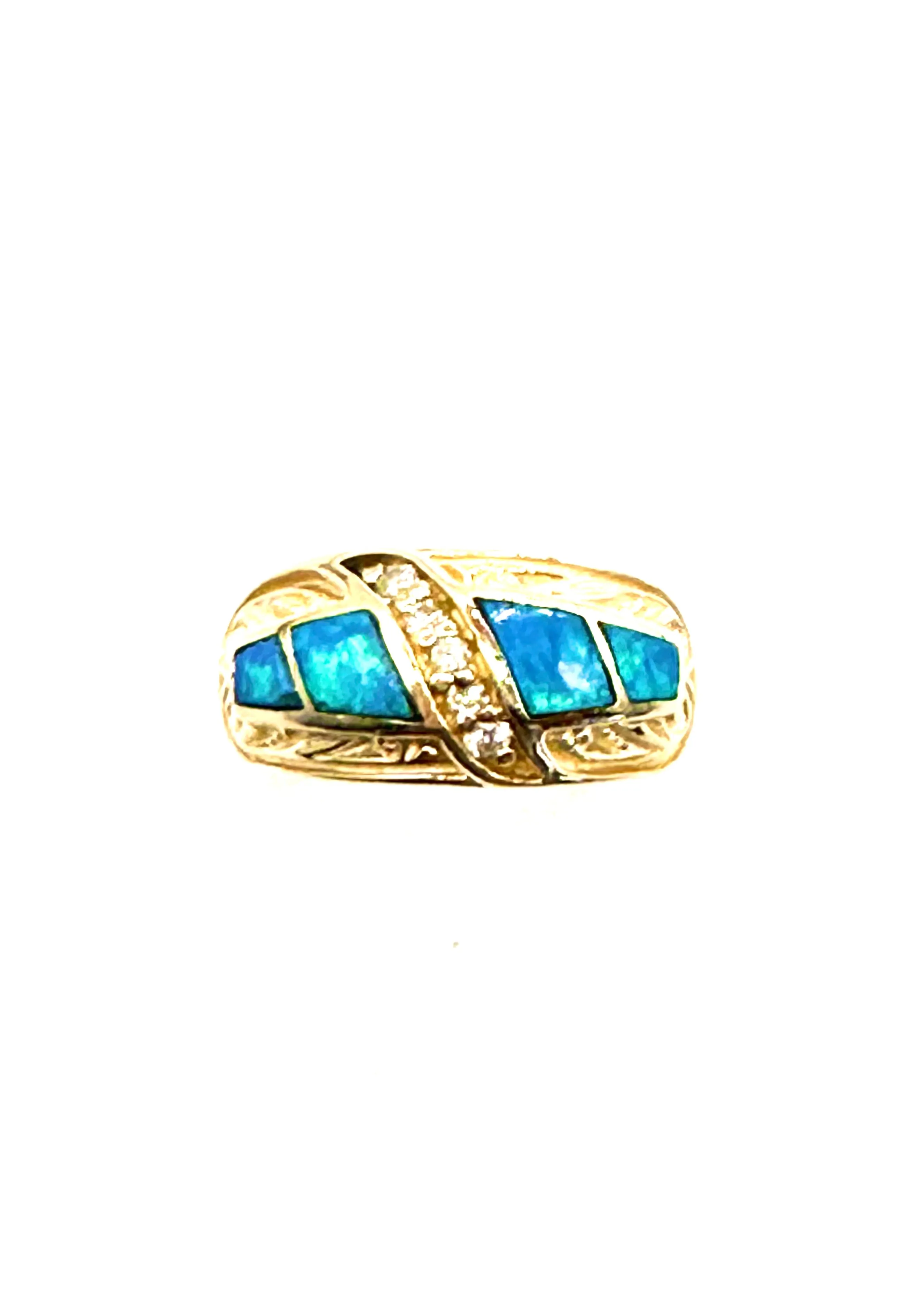 Opal and diamond ring