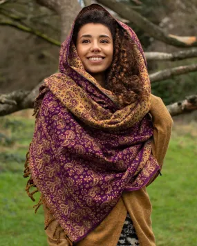 Paisley Leaves Shawl Scarf Purple