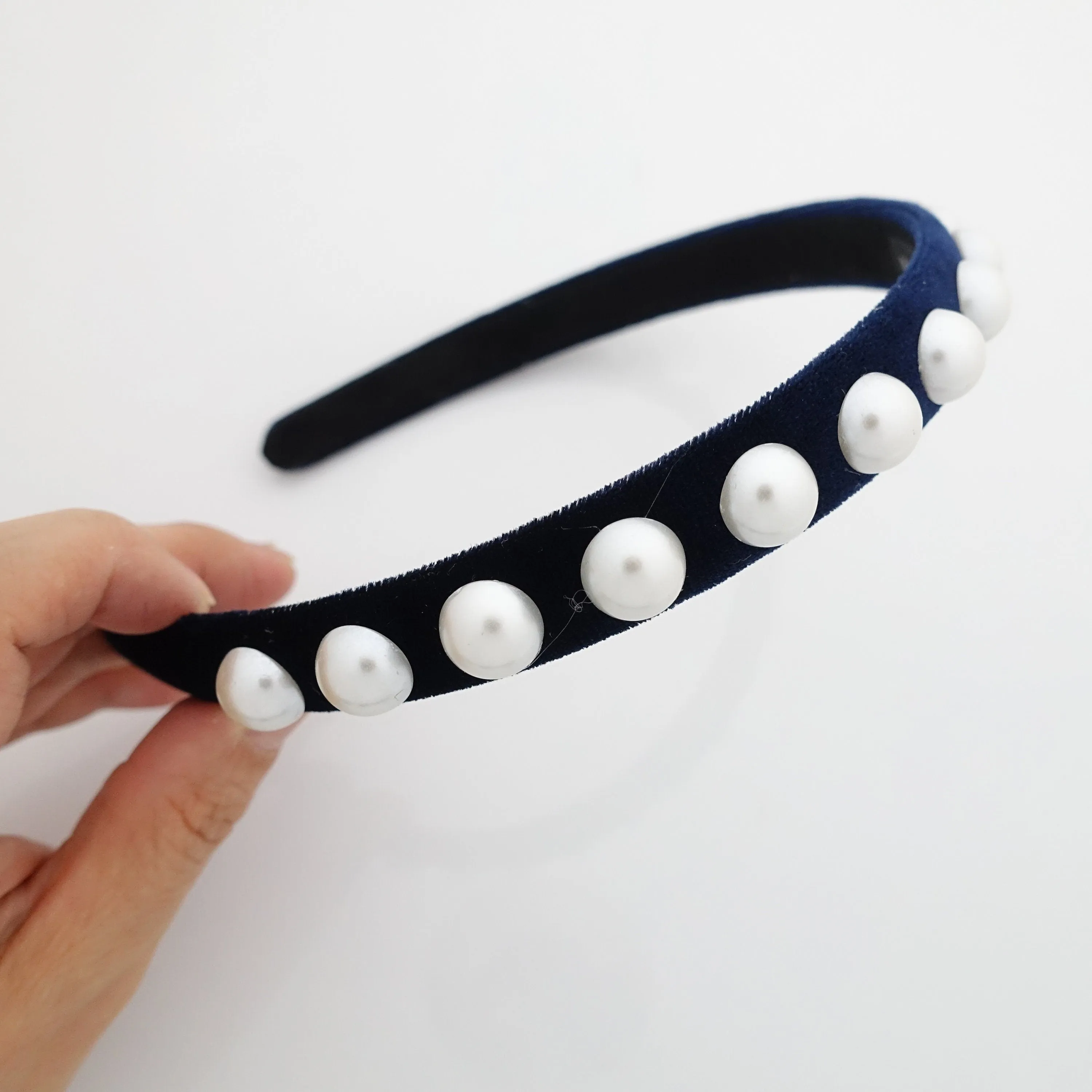 pearl decorated velvet hairband elegant fashion headband for woman