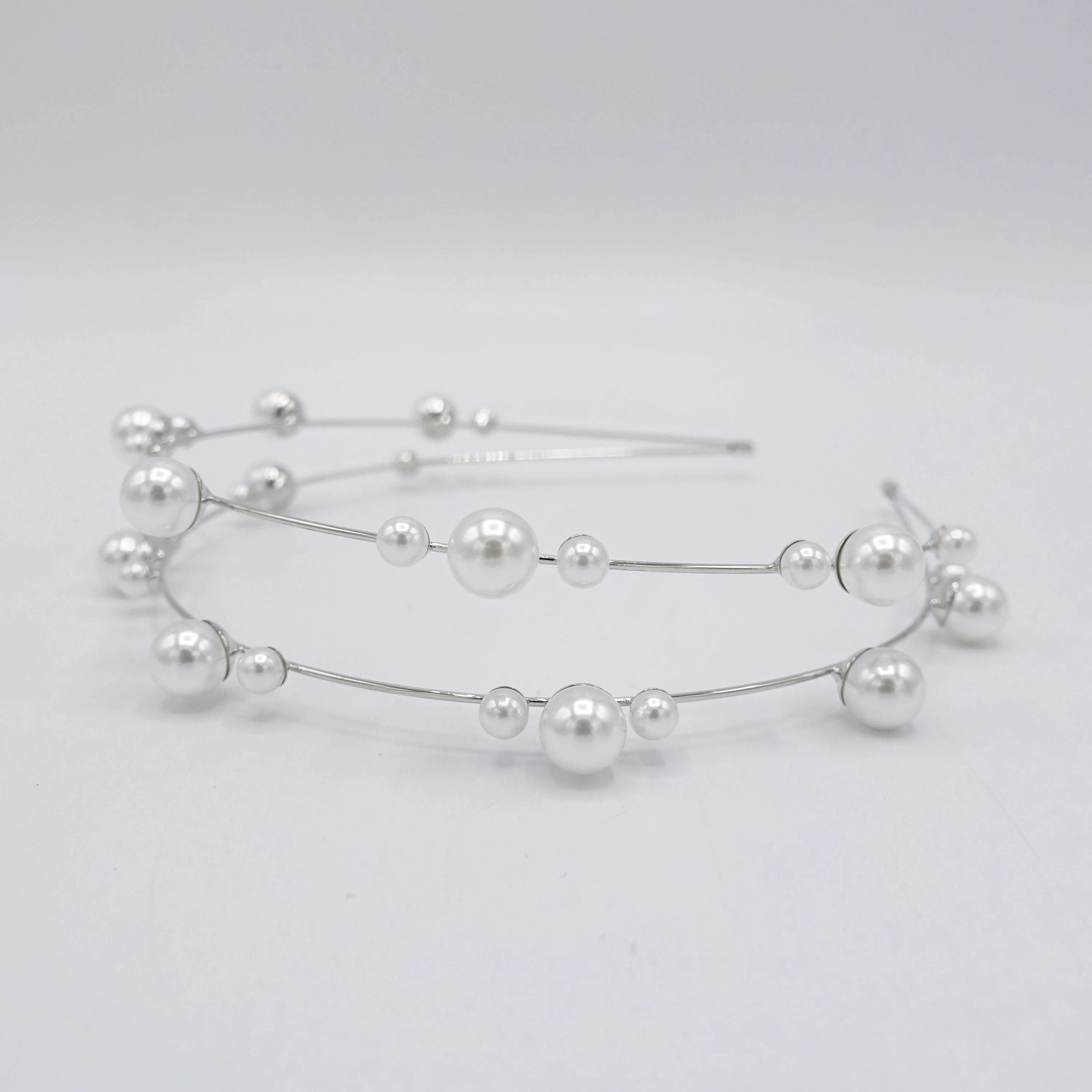 pearl double strand headband thin metal headband for women