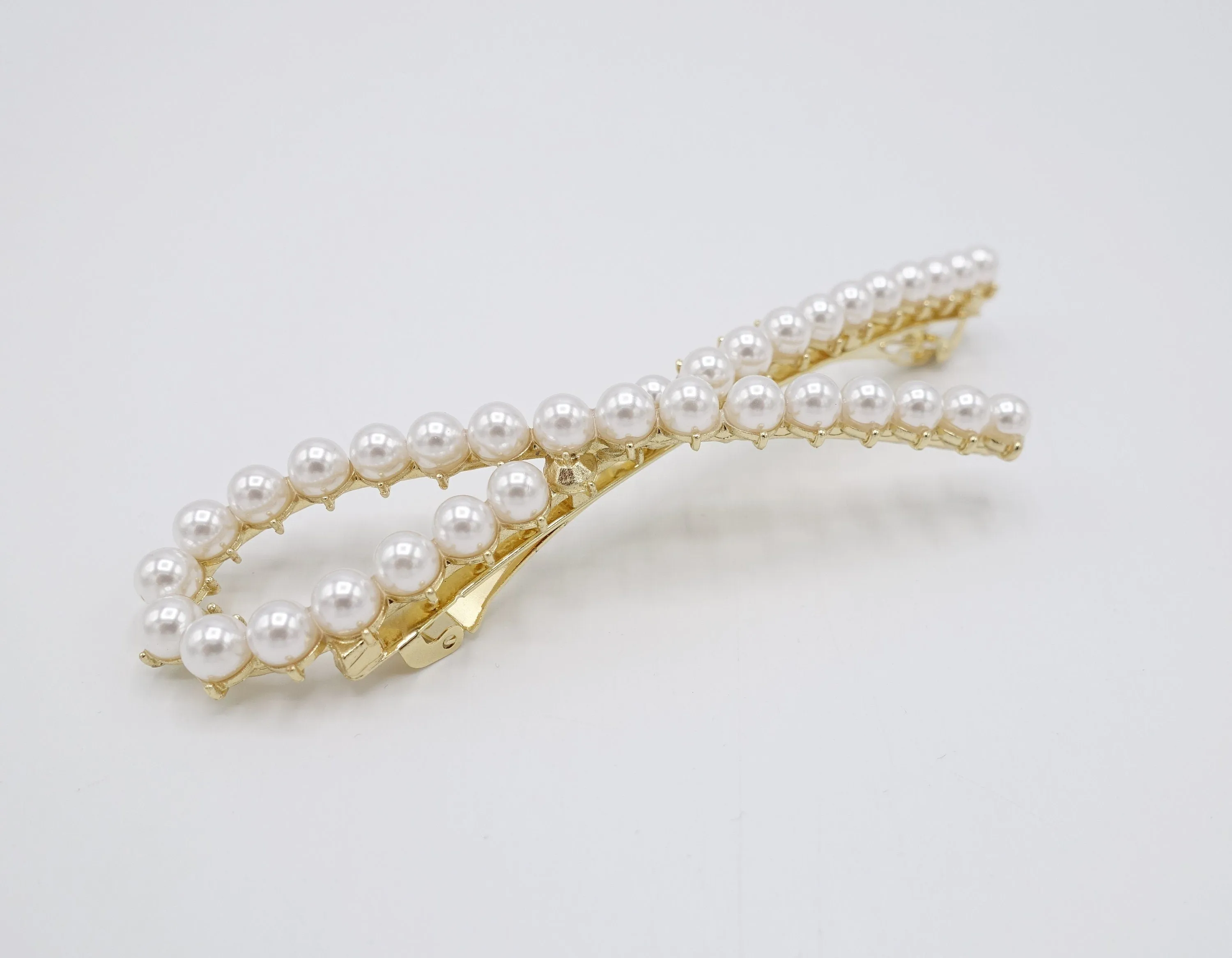 pearl hair barrette, rhinestone hair barrette for women